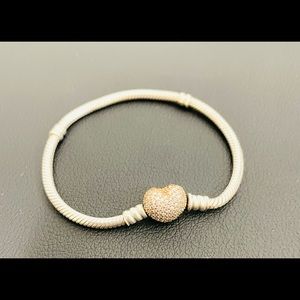 Pandora Pave Heart Chain Bracelet